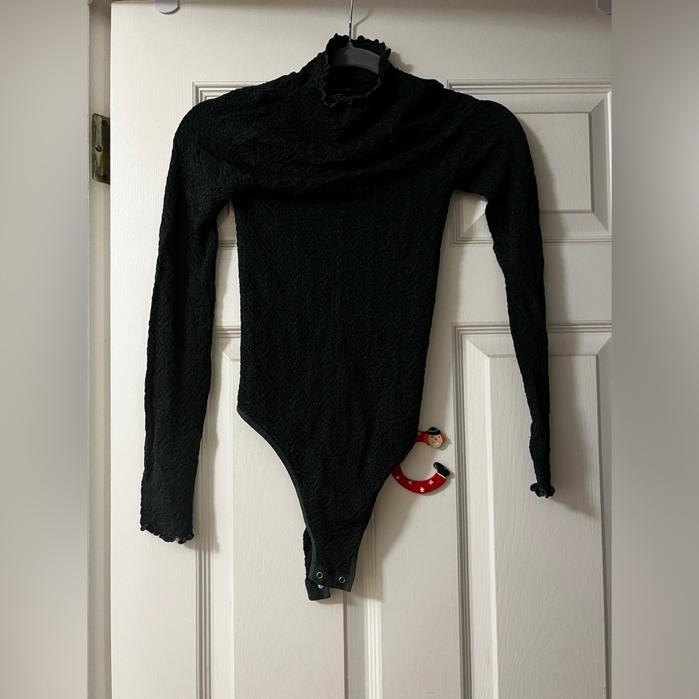 Free People: Emerald Green Turtleneck Bodysuit: M/L